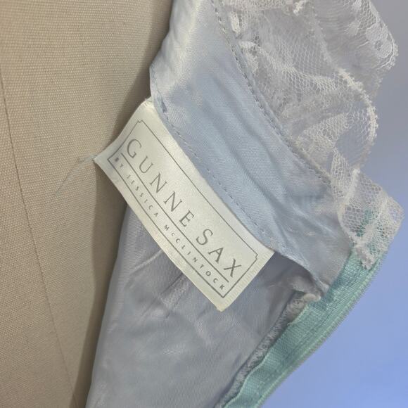 Gunne Sax Vintage 80s Lace Princess Dress Size S Ice Blue Bows Fairy Ruffle - Picture 12 of 12